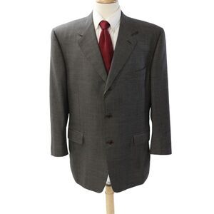 Canali Mens Dark Gray Classic Suit Jacket Button Rayon Cupro Bemberg Size 58
